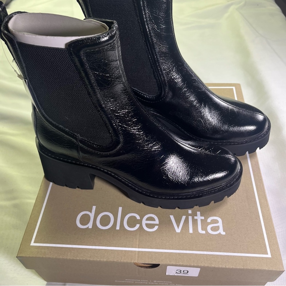 Dolce Vita New Waterproof Black Patent Leather Women's 7.5W Boots